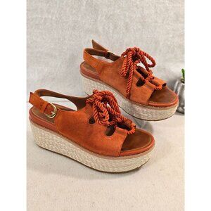 Fitflop Womens UK 5/US 7 EU 38 Orange Suede Platform Espadrille Sandals With Rop